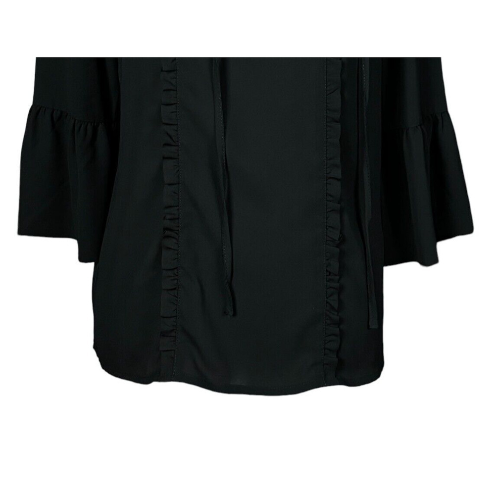 Karl Lagerfeld Tunic Black Size Small Ruffle Peasant Lagenlook Flowy Boho - Picture 5 of 10